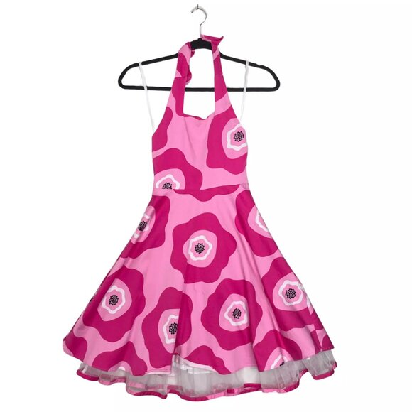 RARE EDITIONS PINK FULL SKIRT HALTER DRESS Y2K BARBIE WITH UNDERSKIRT SIZE 12 - Picture 10 of 10